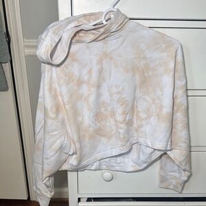 Fabletics White and Gray Crop Hoodie